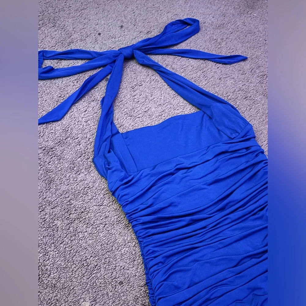 Blue homecoming dress. Short ruched deep blue dress size small Lucy in the Sky - Picture 4 of 10